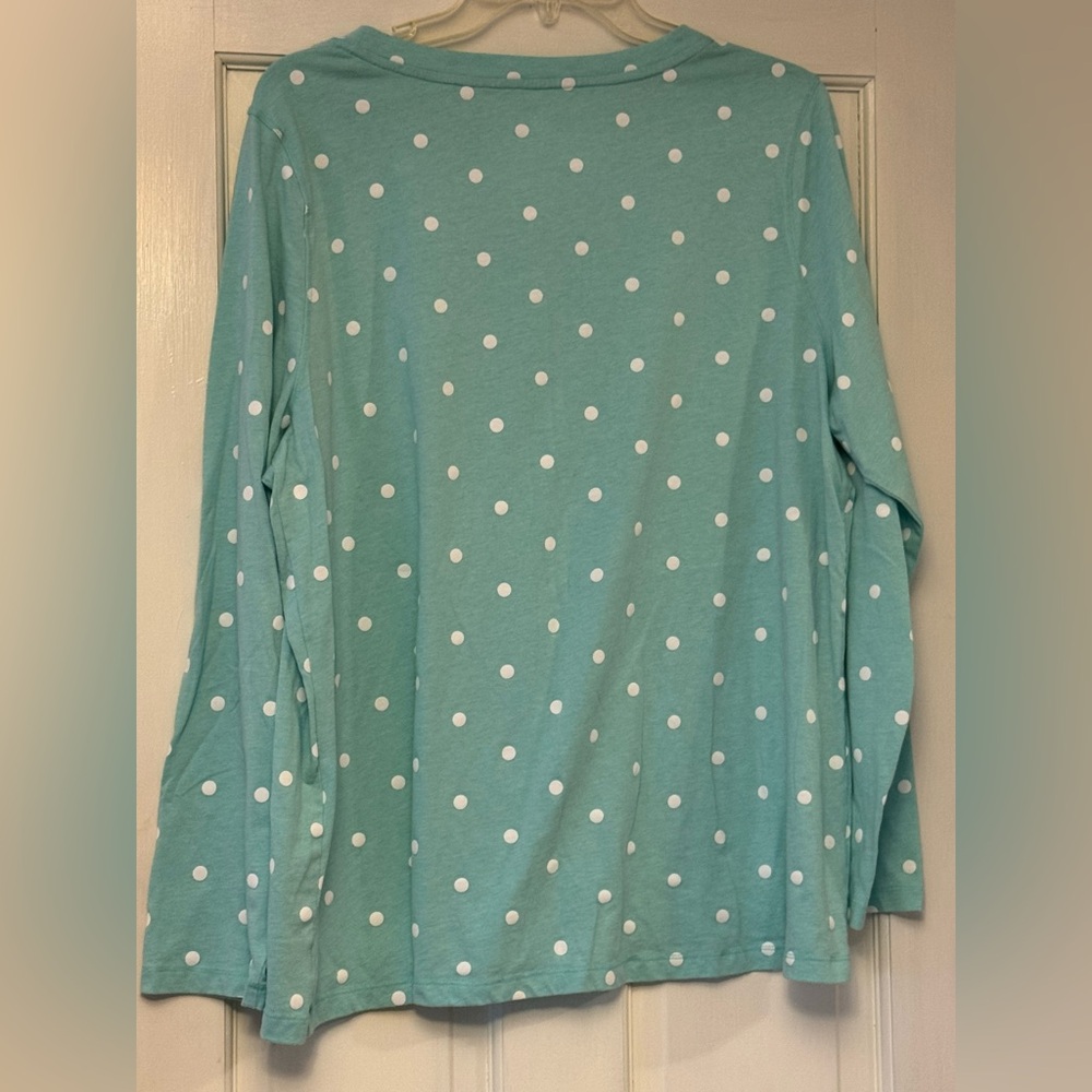 New Directions Long Sleeve PJ Top - Green - Picture 2 of 5